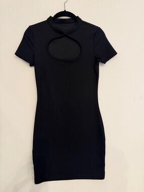 Princess Polly Black Short Sleeve Cutout Bodycon Dress | Women’s size Small